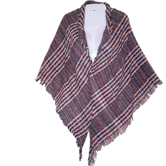 Wander Agio Accessories - Wander Agio Women's Winter Scarf Triangle Shawl Stripe Multicolor Plaid